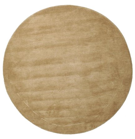 Handloom Ø 200 Beige Plain (Single Colored) Round Wool Rug