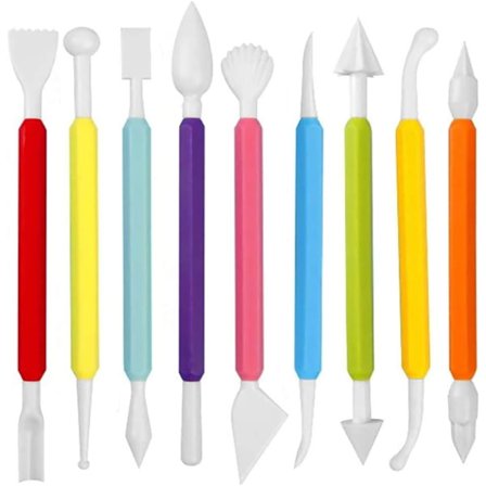 9-delad Set med Fondant-modelleringverktyg, Gum Paste för Tårdekorering, Tårta Marshmallow-skulpturverktygssats