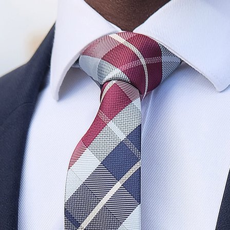 Blue & Bordeaux Plaid Tie for Men - Skinny ties