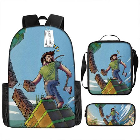 MINECRAFT Reppu My World Pelitarvikkeet Kolmiosainen Reppusetti