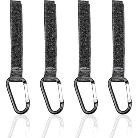 4 stk. Barnevognskroge med Karabinhager til at hænge dine tasker og indkøbsposer på en barnevogn