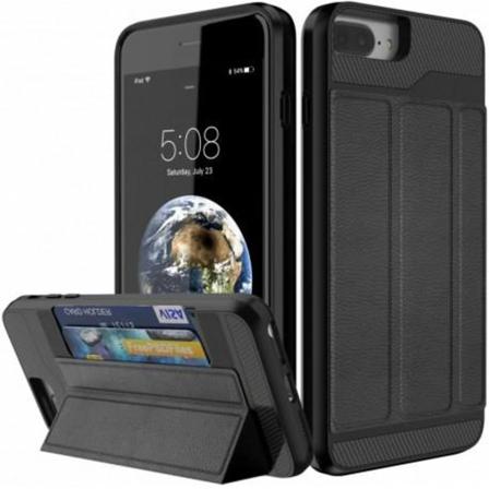 Iphone 7 Plus Stöttåligt Skal Med Kortfack Solid Svart
