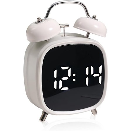 Dobbel Bell Vekkerklokke - Høy og Kreativ Vekkerklokke - Justerbar Lysstyrke i Tre Innstillinger