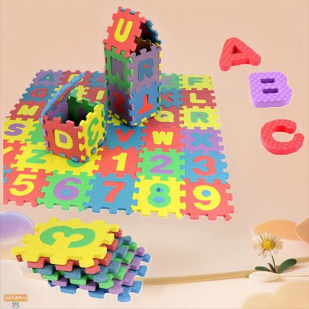 36 Bitar Krypmatta för Bebisar Skumgummi Siffror Alfabet Pussel Leksaker - 7*7cm