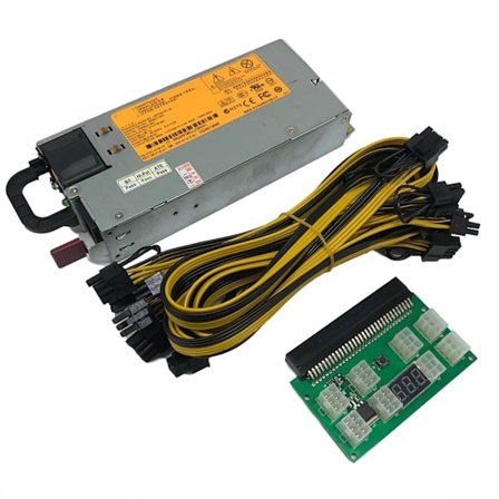 750W Server Strömförsörjning Mining PSU 12V med Breakout Board + Strömkabel HSTNS-PL18 DPS-750RB A 506821-001 511778-001