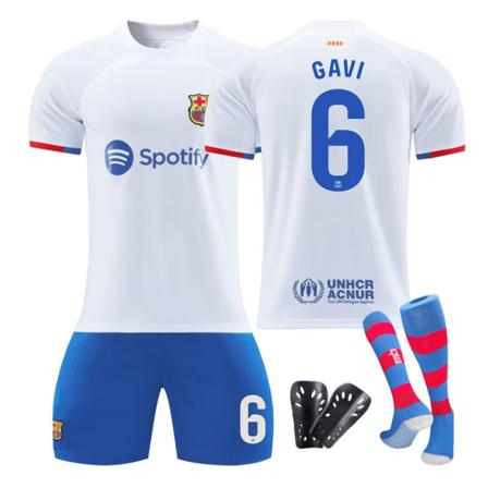 23-24 FC Barcelona bortatröja Pedride Jong fotbollsmatch kneepad S#With socks
