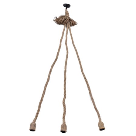 Vintage Hänglampa Sladd i Hampa med 3 Glödlampsfattningar - 1,5m för Heminredning