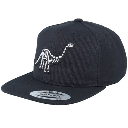 Kiddo Cap - Sort snapback Kasket - Kids Brachiosaurus Skeleton Patch Black Snapback @ Hatstore