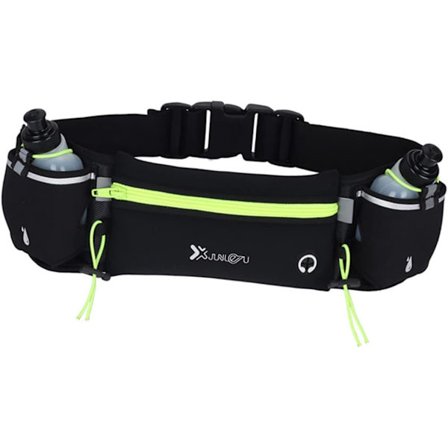 Löparbälte med Vattenflaskor (2 x 175ml), Hydration Bälte Vattentätt Midjeväska Passar iPhone Justerbar Sport Midja