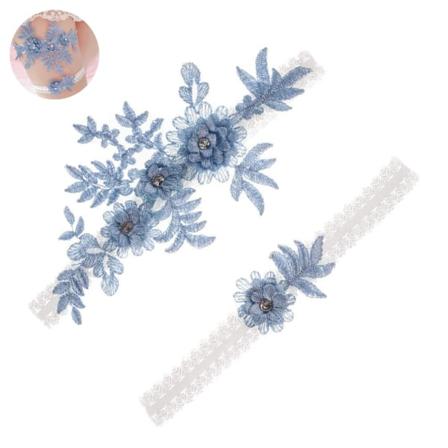 2 st Bröllopsstrumpor Set Spets Brudstrumpa Stretchig Blommig