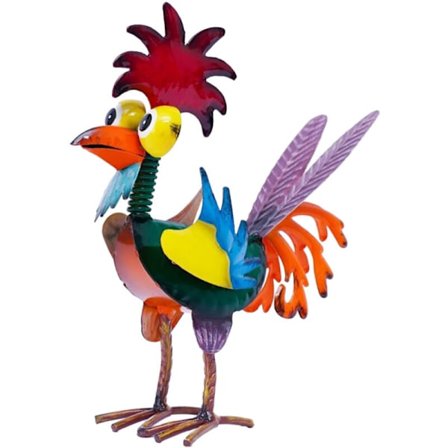 Farverig hane 19x8x22cm kreativ metal interiør/havedekoration