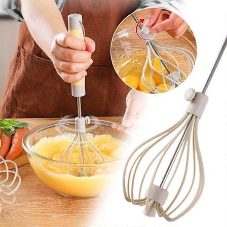 Ruostumattomasta teräksestä valmistettu puoliautomaattinen vispilä, muna-vispilä käsikäyttöinen sekoitin pyörivä vispilä, keittiövälineet vispaamiseen