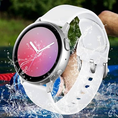 Vattentätt silikonsportarmband kompatibelt med Samsung Galaxy Watch Active/Active 2 40 mm, 44 mm, 20 mm, Galaxy Watch 7/6/5/4 40 mm 44 mm
