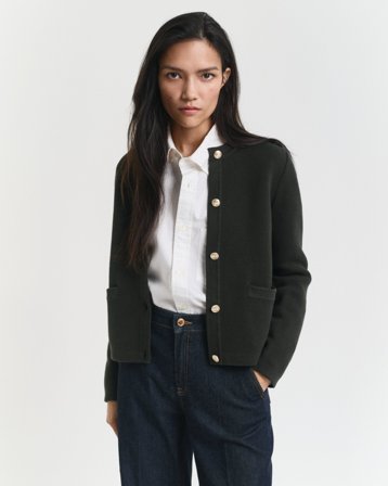 GANT Damen Kontrast Strickjacke (M) Grün