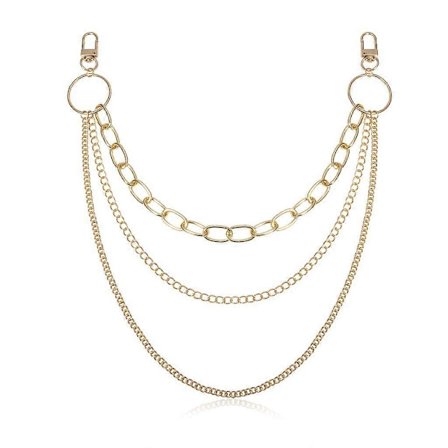 Monikerroksinen vyötäröketju, kultainen hip-hop -tyylinen housuketju, säädettävä koukku, avaimenperäkoriste tytöille