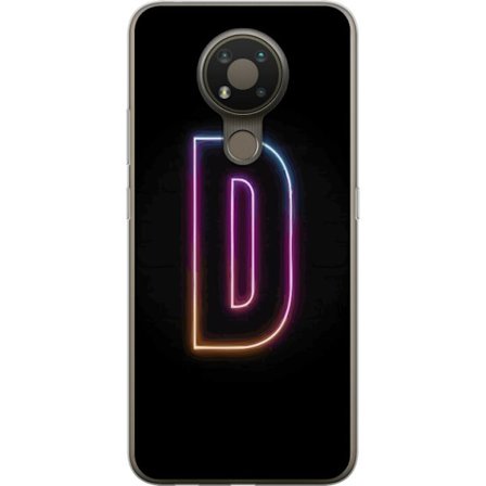 Kompatibel Mobilcover til Nokia Nokia 3.4 Minimalistisk neonbogstav D i farveskiftende lys mod sort baggrund i moderne digital design