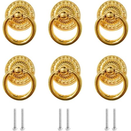 Antik möbelhandtag 6 delar Antik lådhandtag Ring Dra Handtag Lådring Dra Handtag Antik Dra Handtag Retro Dra Handtag Ringar med