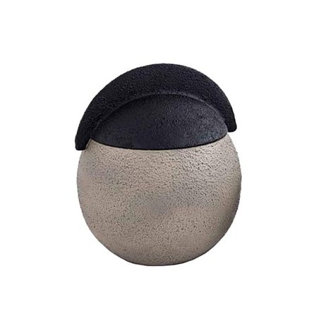 Musta teksturoitu alumiinimaljakko kannella, 20x20x24 cm