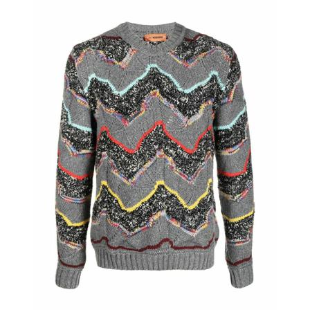 Missoni, Round-neck Knitwear Grijs, Heren, Maat:M