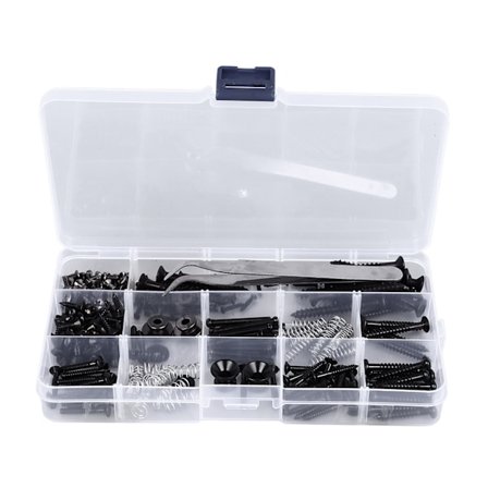 Elektrisk Gitar Skrue Kit Reparasjon Luthier Verktøy Stroppspenne Sett Deler Tilbehør Svart