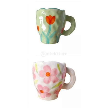 2 stk. Keramiske Kaffekrus Kopper Morgenmad Juice Mælk Vandkopper VTZ