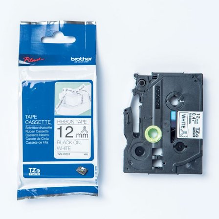 BROTHER Tape TZER231 12mm svart på vit - Lyreco - Kontorsmaskiner - Märkmaskiner och tape - Tape - Brother TZ