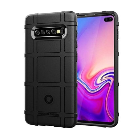Samsung Galaxy S10 Plus anti-shock fodral med rutnäts textur - Svart