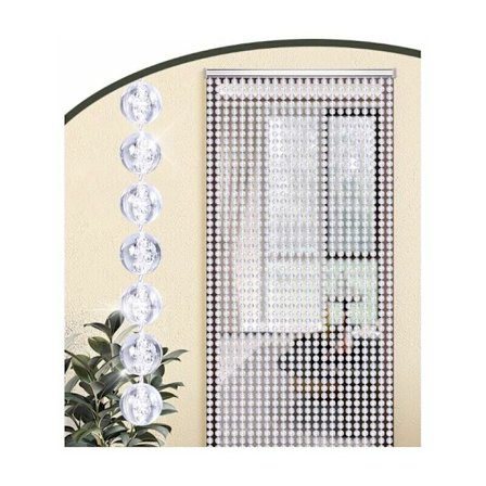 Gjennomsiktig dørgardin med perler 80 x 180 cm