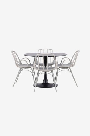 Venture Home - Matgrupp Glade med 4st stolar Dyrön - Svart - Matgrupp 4 personer - Från Homeroom