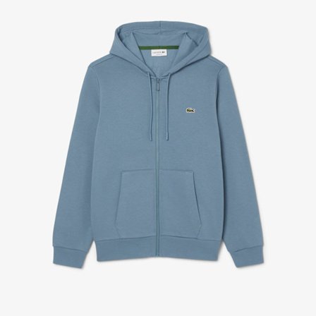 Lacoste Fleece Hoodie med Full Dragkedja för Män S Blå