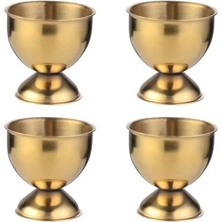 ING Ruostumattomasta teräksestä valmistetut munakupit, pyöreä pohja - pinottavat, 6 munan alustan setti, hopea (kulta, 4 kappaletta).