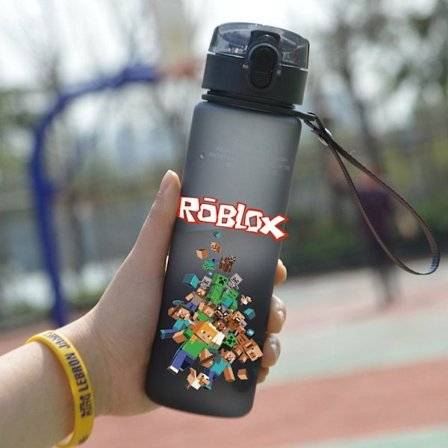 Min värld tecknade studenter barn tecknad film med sportvattenmuggar plast frostade muggar.【560ML】{PTK}