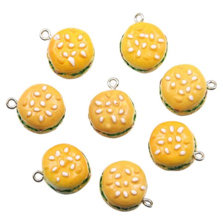 30 kpl Resin Hamburger Charms 3D Fastfood Charms