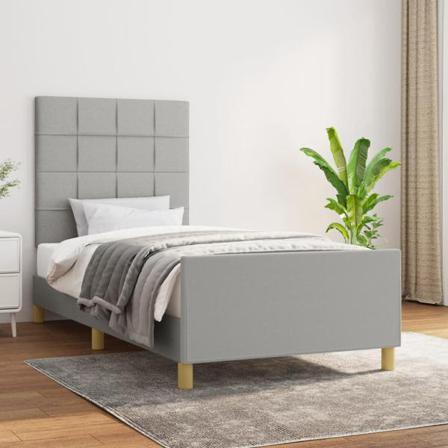 Vidaxl Sängram Med Huvudgavel Ljusgrå 80x200 Cm Tyg Grå