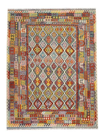 313X405 Tappeto Orientale Kilim Afghan Old Style Marrone/Grigio Scuro Grandi (Lana, Afghanistan)