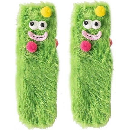 Koralfløjl Tegneserie Monster Sjove Strømper til Piger 3D Nyhed Ansigtsstrømper til Gulvet Tykke Strømper til Vinter Varm