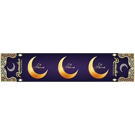 Mån Bordsduk - Guld Lila Eid Al-fitr Bordsdekorationer | 71"x14" Bohemisk Stil Matsal Kök Rektangulär Bordsduk,
