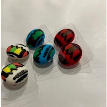 3 Par Vintage Vita Clips örhängen med naiv mönster 2.5 cm