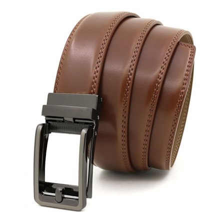 Brun (110) Mænds Automatisk Bælte, 35mm Mænds Læderbælte, til Formelle og Uformelle Anledninger, Justerbar og Klipbar Miniatur Design