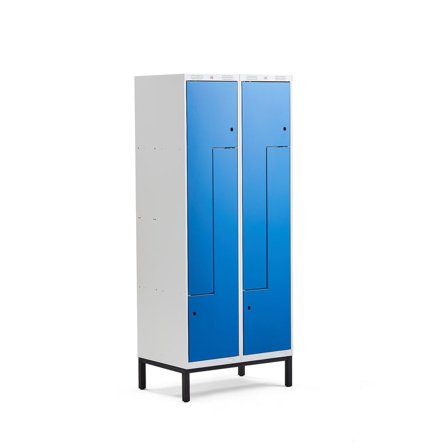Z-locker CLASSIC, leg frame, 2 modules, 4 doors, 1940x800x550mm, blue
