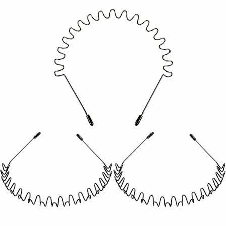 Set med 3 Unisex Hårband Svart Metall Hårband Vårfjäder