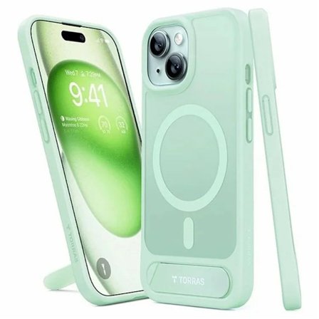 TORRAS Mobilskal till iPhone 15 Magsafe Kickstand - Ljusgrön