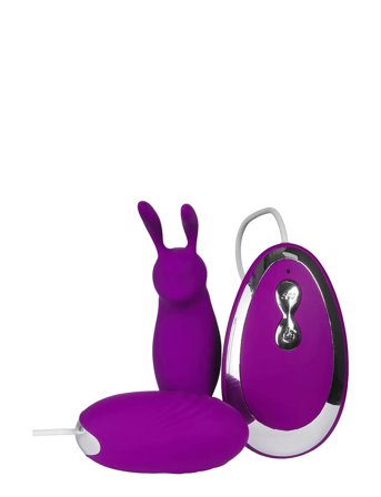 Baseks Baseks Bunny Tickler And Egg Vibrator With Remote Control - Purple - ONE SIZE
