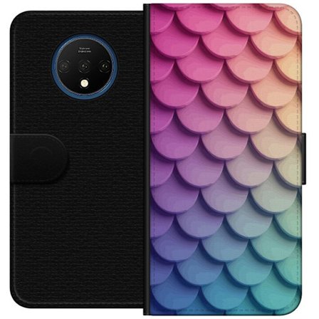 Kompatibelt Plånboksfodral till OnePlus OnePlus 7T Skaligt pastellmönster med mjuka överlappande former i rosa, lila och blå toner som skapar ett