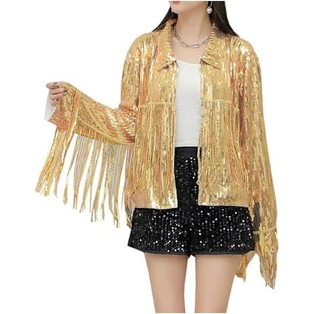 Kvinnors fransar nyårsafton paljettjacka