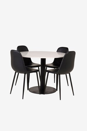 Venture Home - Ruokailuryhmä Razzia ja ruokapöydän tuolit Polar, 4 kpl - Valkoinen - Ruokailuryhmät - - Homeroom