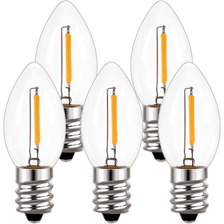 C7 LED-pære, 0,5 W, varmt hvitt 2700 K, ikke-dimbar, 5-pakning