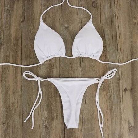 Dame Ultra-tynn Elastisk String Bikini Sett Sexy Ensfarget Badedrakt Bandasje Stil Brasiliansk Badetøy CS(FQ)