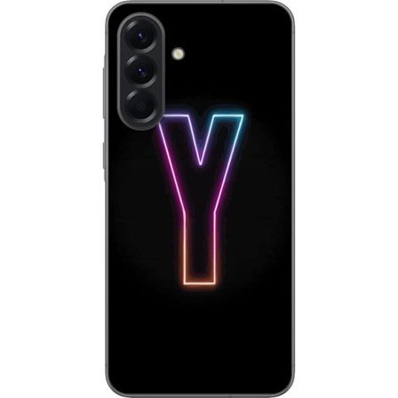 Kompatibel Mobilcover til Samsung Samsung Galaxy A56 Minimalistisk neonbogstav Y i farveskiftende lys mod sort baggrund