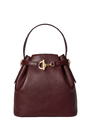 Lauren Ralph Leather Medium Blaike Bucket Bag Handväskor Dam Röd ONESIZE